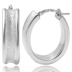 Charles Garnier Oval Concave Hoop Earrings in Sterling Silver