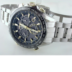Seiko Astron GPS Solar 44.6mm Watch Titanium with Yellow Gold & Ceramic Bezel Black Dial Series 8X82 SSE007