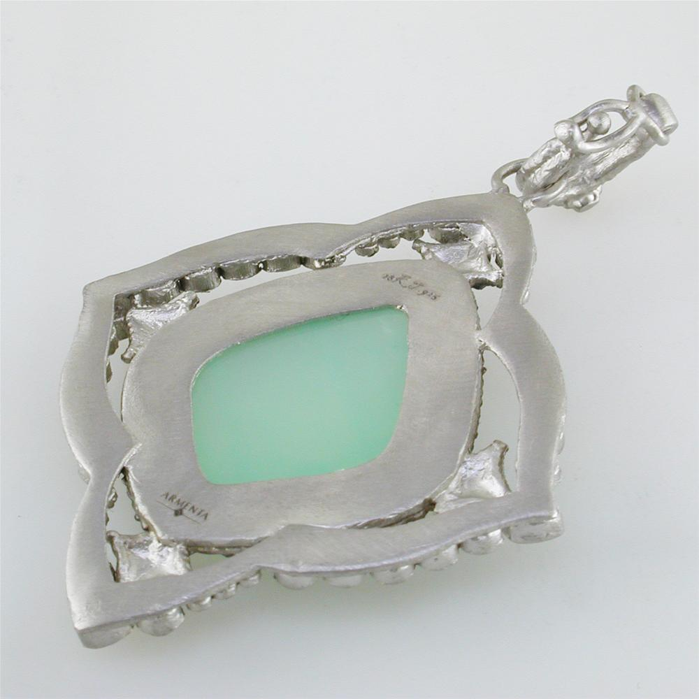 Armenta Large Carved Kite Cross Pendant Enhancer with Chrysoprase & Moonstone