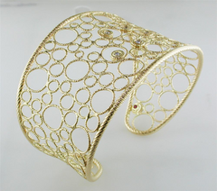 Roberto Coin Bollicine Diamond Cuff Bracelet 18K Yellow Gold