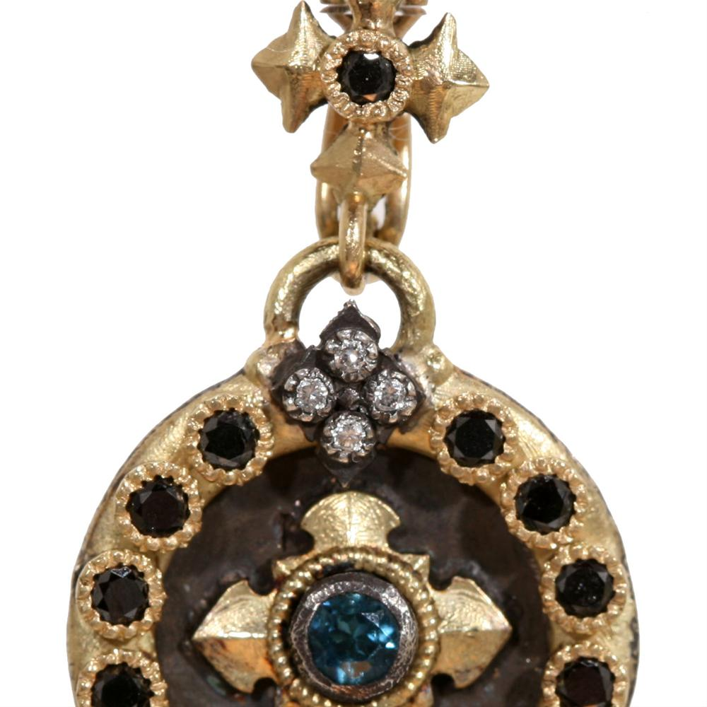 Armenta Heraldry Midnight Green Tourmaline & Black Diamond Pendant Cross Enhancer