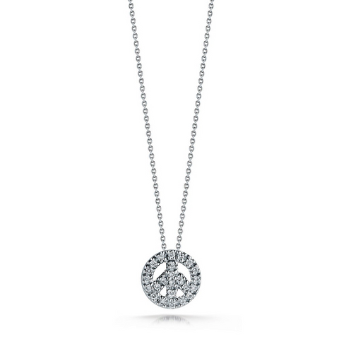 Roberto Coin TINY TREASURES DIAMOND BABY PEACE Sign NECKLACE White Gold
