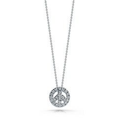 Roberto Coin TINY TREASURES DIAMOND BABY PEACE Sign NECKLACE White Gold
