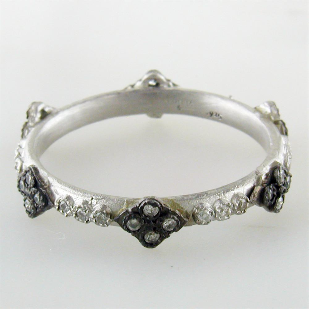 Armenta New World Cravelli Stackable Band Diamond Ring Oxidized Sterling Silver 08731