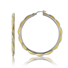 Charles Garnier X-Large Silver & Gold Hoop Earrings