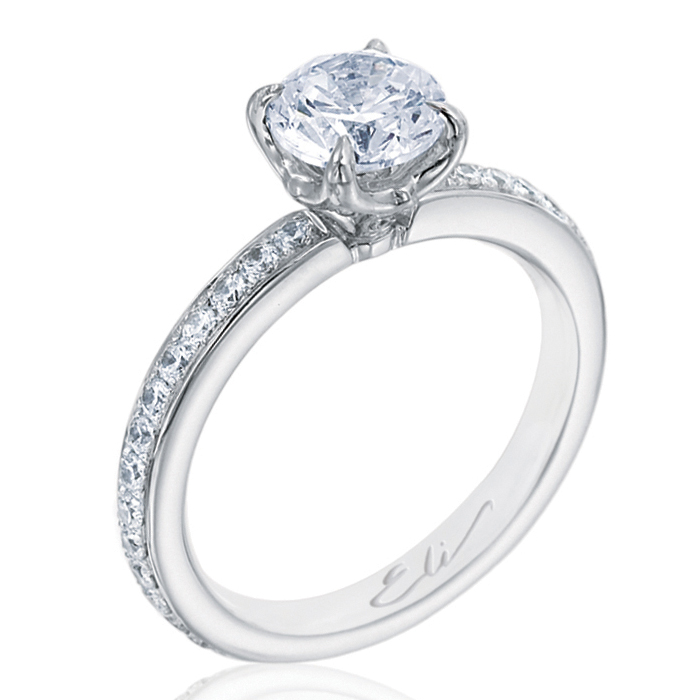 Mirabeau Round Diamond Pave Platinum Engagement Ring