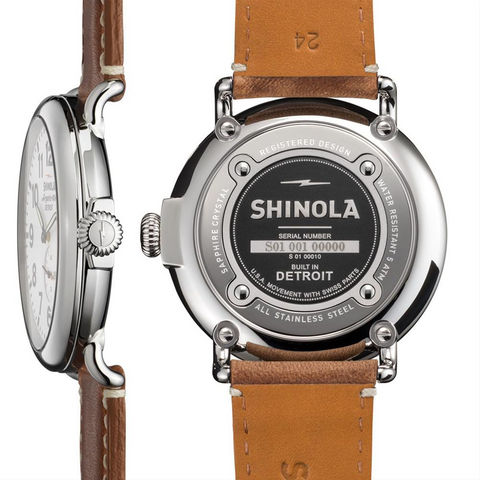 Shinola The Runwell White Dial Brown Leather 47mm Men's Watch S0100010
