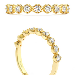 Hearts on Fire Diamond Bar Single Prong Milgrain Ring Band