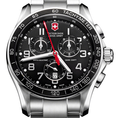 Victorinox Swiss Army Chrono Classic XLS Black Dial Steel Watch 241443