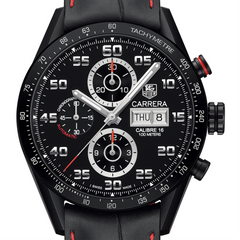 TAG Heuer CARRERA 100M Calibre 16 Day-Date Automatic Chronograph Black Titanium Watch 43MM CV2A81.FC6237