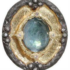 Armenta Old World Midnight Shield Pendant Enhancer with Labradorite & Diamonds