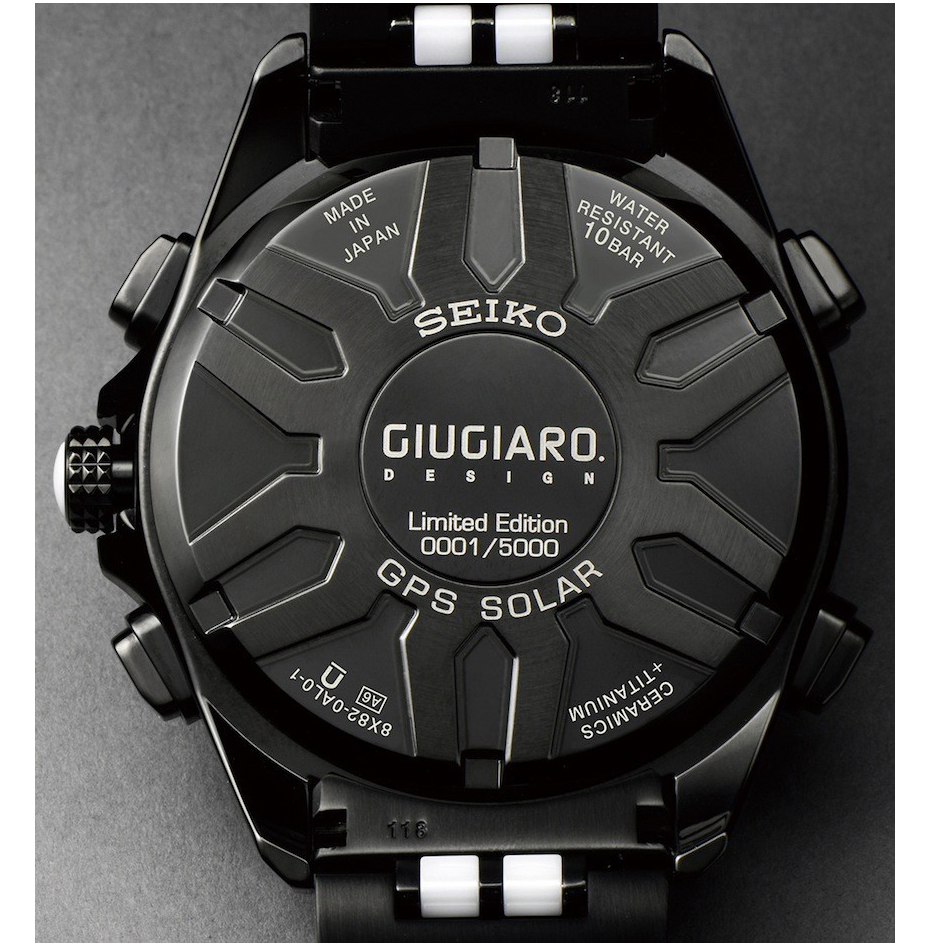 Seiko Astron Giugiaro Limited Edition 2015 GPS Solar Black Titanium Ceramic Tri-Color Watch 44.6mm SSE037