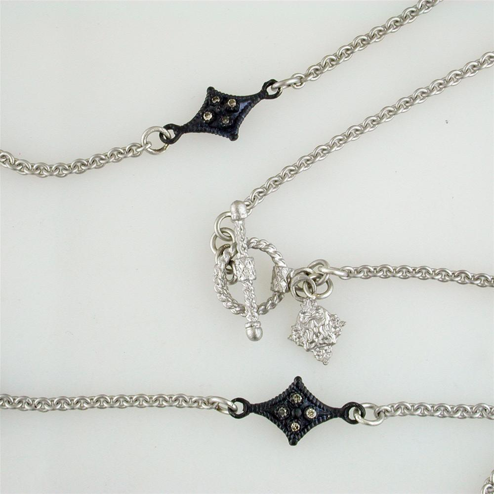 Armenta Heraldry Cravelli Sterling Silver champagne Diamond 18" Cable Chain