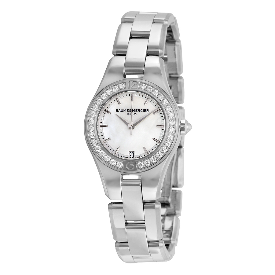 Baume & Mercier Linea Diamond Bezel Mother of Pearl Dial 27mm Ladies Watch 10013