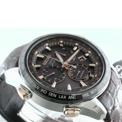 Seiko Astron GPS Solar 8 series Titanium & Ceramic Bezel Watch Black Dial Rose Gold 44.6mm SSE025