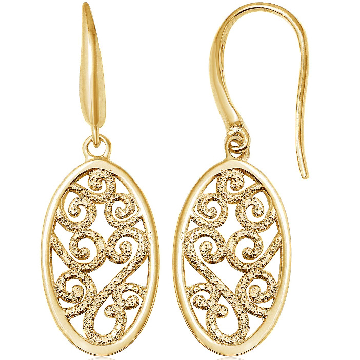 Charles Garnier Small Oval Filigree Earrings In Silver with an 18k Yellow Gold Finish