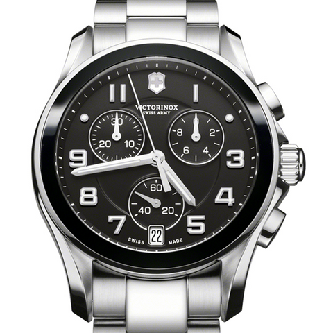 Victorinox Swiss Army Chrono Classic Ceramic Black Dial Steel Watch 241544
