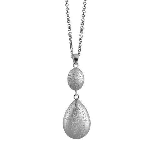 Charles Garnier Silver Pear Drop Pendant Necklace Rhodium Finish CXN1723W18