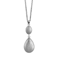 Charles Garnier Silver Pear Drop Pendant Necklace Rhodium Finish CXN1723W18