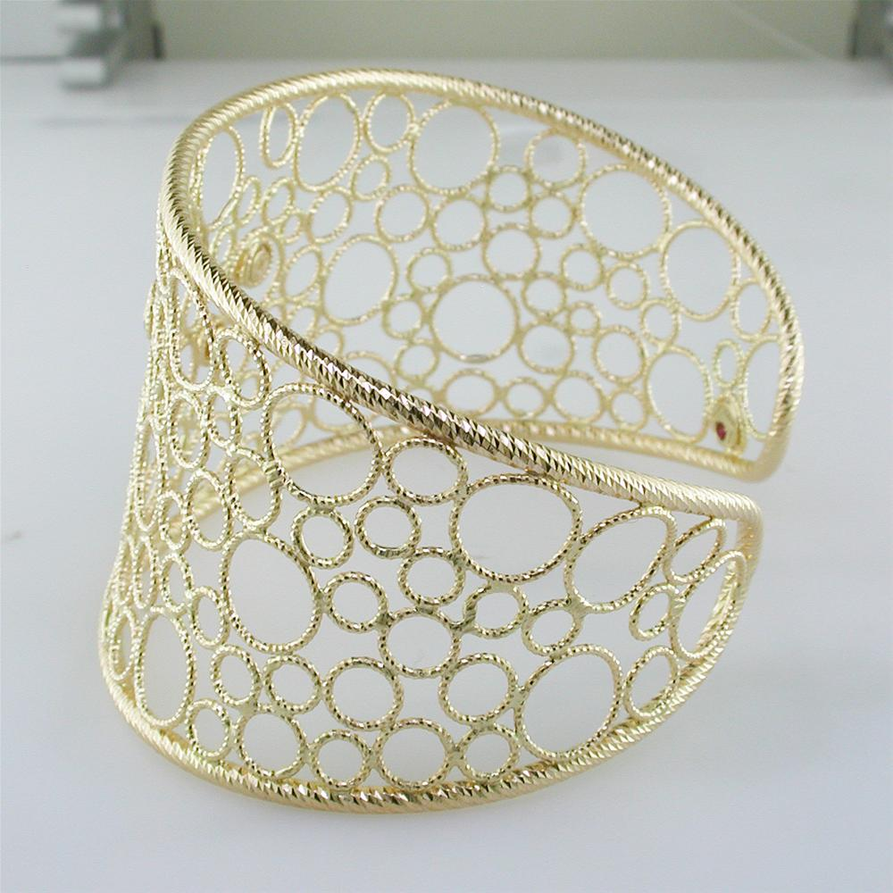 Roberto Coin Bollicine Diamond Cuff Bracelet 18K Yellow Gold
