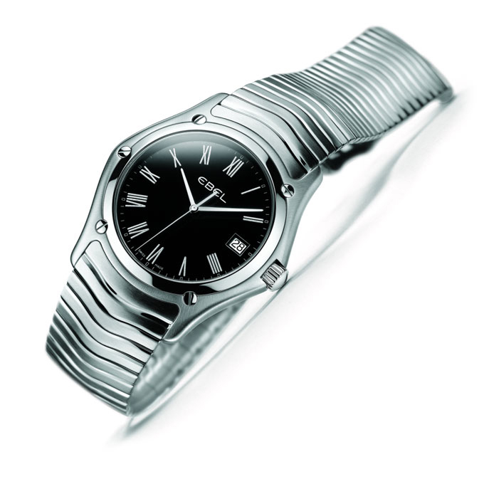 Ebel Classic Wave Men's Black Dial Stainless Steel Watch 37mm 1215274