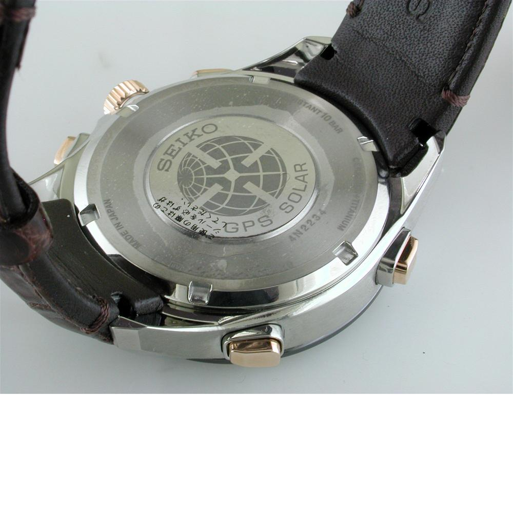 Seiko Astron GPS Solar 8 series Titanium & Ceramic Bezel Watch Black Dial Rose Gold 44.6mm SSE025