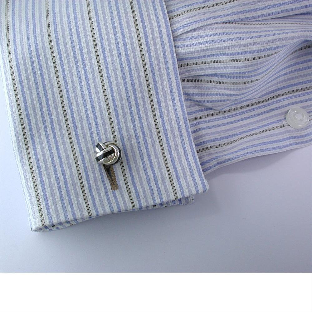 Deakin & Francis Black Enamel Sterling Silver Knot Cufflinks C0595S22