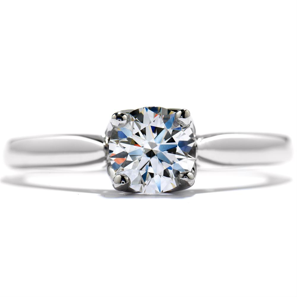 Hearts on Fire Simply Bridal Leaf Round Solitaire Diamond Engagement Ring