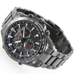 Seiko Astron GPS Solar Black Steel with Red Accents 44.6mm Watch SSE031
