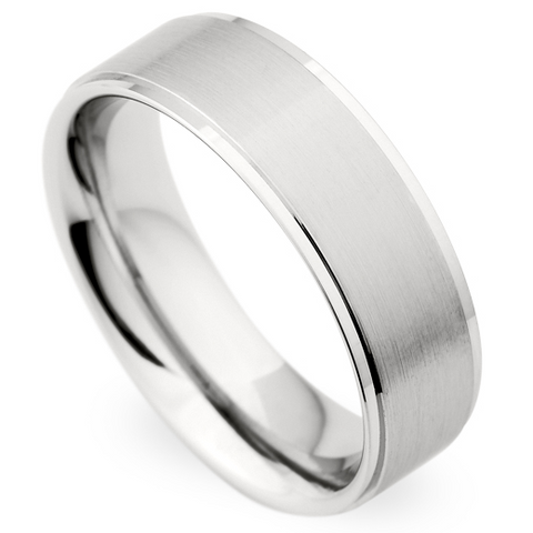 Christian Bauer Men's 14K White Gold Brushed Wedding Band Ring 7mm