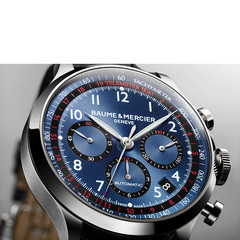 Baume & Mercier Capeland Automatic Chronograph Blue Leather 44mm Watch 10065