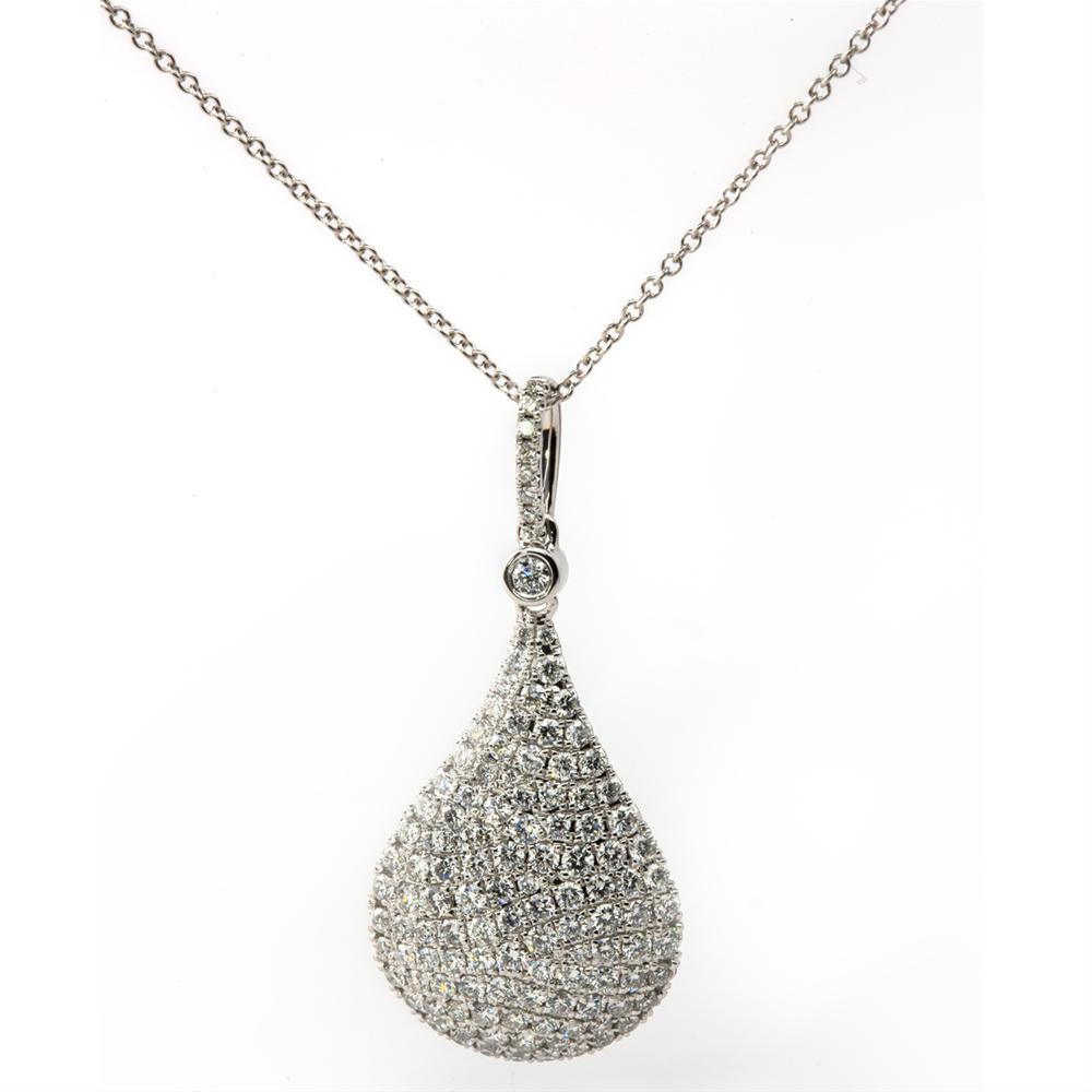 Doves Pave Diamond Teardrop Kiss Pendant Necklace