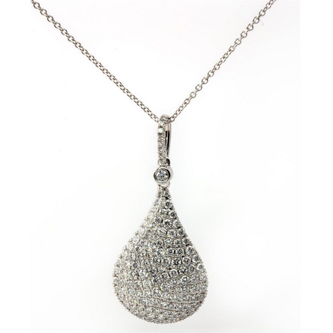 Doves Pave Diamond Teardrop Kiss Pendant Necklace