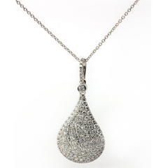 Doves Pave Diamond Teardrop Kiss Pendant Necklace