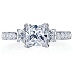 Mirabeau Princess Asscher Diamond 18K White Gold Engagement Ring