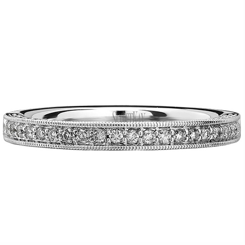 Scott Kay Diamond Wedding Band Ring Three Sided 14K White Gold