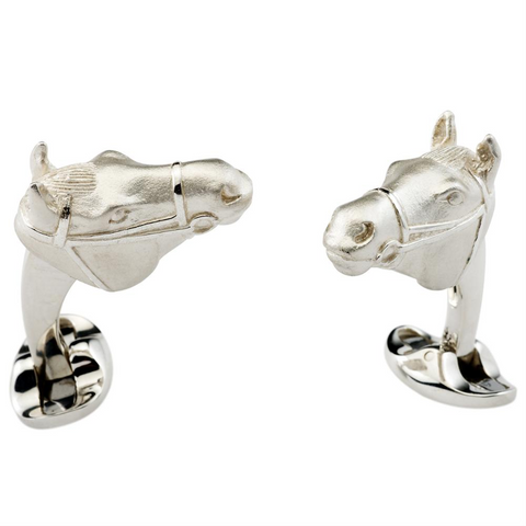 Deakin & Francis Equestrian Horse Head Sterling Silver Cufflinks