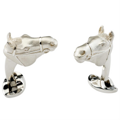 Deakin & Francis Equestrian Horse Head Sterling Silver Cufflinks