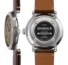 Shinola Gents 47mm Runwell Cream Dial Brown Leather Watch 10000039