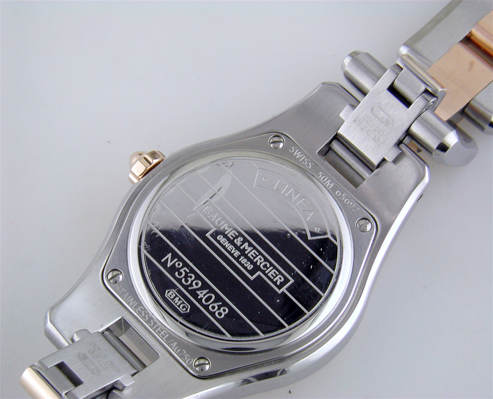 Baume & Mercier Linea Silver Dial 27mm Rose Gold Steel Ladies Watch 10015