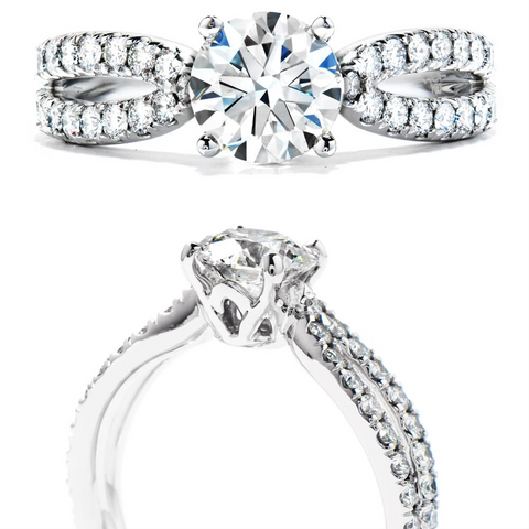 Hearts on Fire Envelop Single Twist Round Diamond Engagement Ring