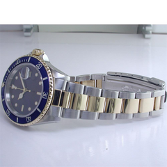 Rolex Blue Submariner Watch 16613 Dial Yellow Gold Steel Oyster 1995 16613