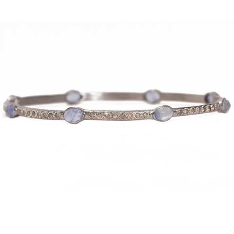 Armenta Kyanite Eternity Sterling Silver Bangle Bracelet with Champagne Diamonds
