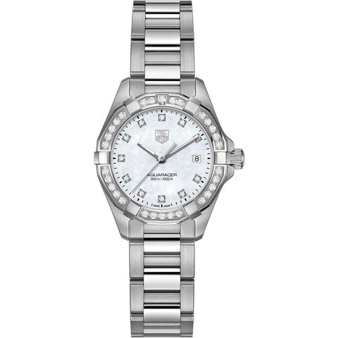 Tag Heuer Aquaracer Lady 300 M 27mm Stainless Steel Diamond Bezel Quartz Watch WAY1414.BA0920