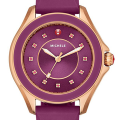 Michele Cape Topaz Rose Gold Tone Berry Sunray Dial Watch
