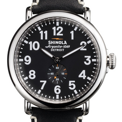 Shinola Gents 47mm Runwell Black Dial Leather Watch 10000012