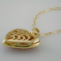 Vintage Estate Invisible Set Ruby Gold Heart Pendant Necklace