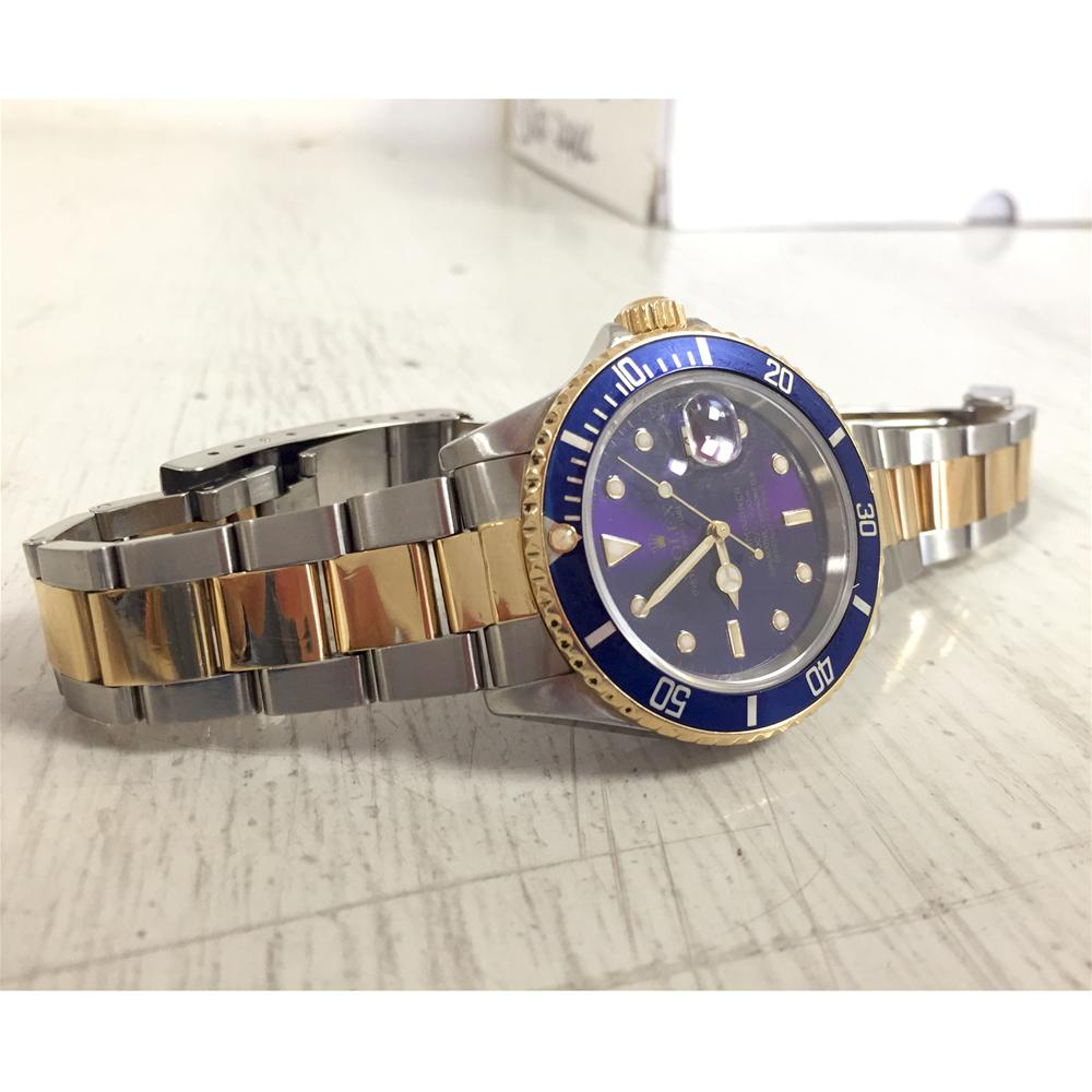 Rolex Blue Submariner Watch 16613 Dial Yellow Gold Steel Oyster 1995 16613