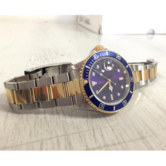 Rolex Blue Submariner Watch 16613 Dial Yellow Gold Steel Oyster 1995 16613