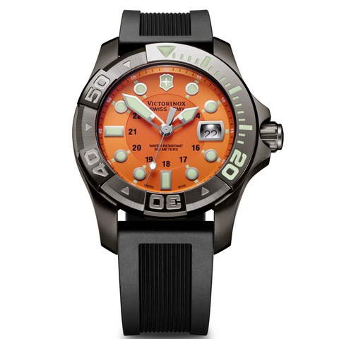 Victorinox Swiss Army Dive Master 500 Watch Orange Dial Black Rubber Strap 241428